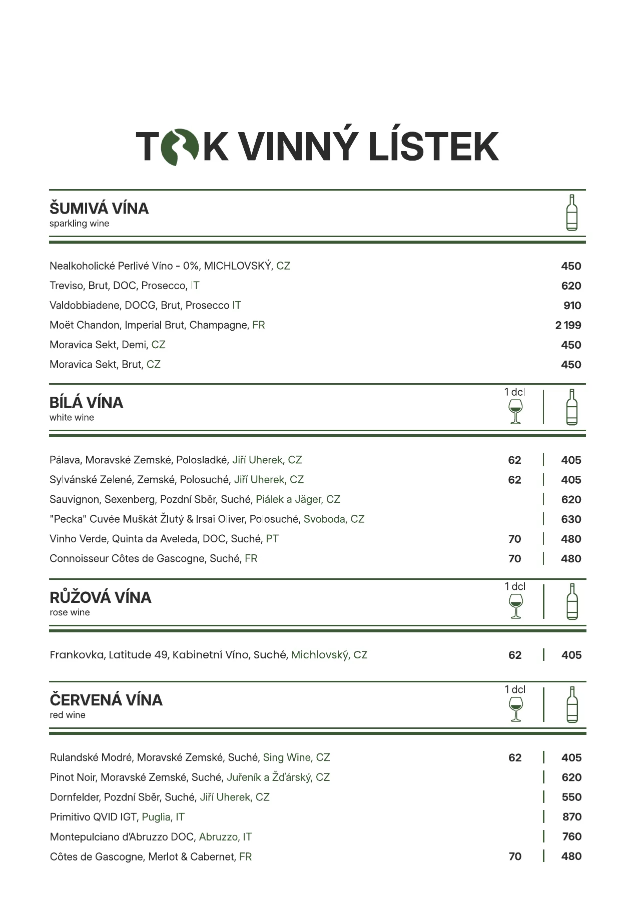 Nápojový lístek Restaurace TOK – strana 5